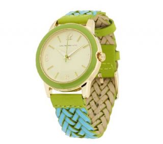 Isaac Mizrahi Live! Colorful Braided Leather Watch —