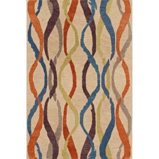Multi Colored Streamers Wool/Banana Viscose Accent Rug