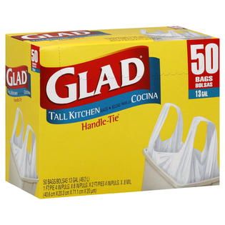 Glad  Handle Tie Tall Kitchen Bags, 13 Gallon, 50 bags