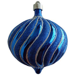 Christmas by Krebs 12 Ct Azure Blue 150mm Shatterproof Swirled Onion