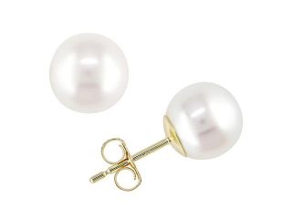14K Yellow Gold 7 7.5mm Cultured Pearl Earrings
