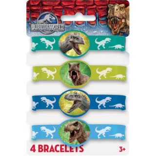 Jurassic World Rubber Bracelet Party Favors, 4ct