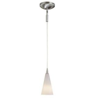 Hampton Bay 1 Light Brushed Steel Linear Track Lighting Pendant with White Conical Glass Shade ES352BAW