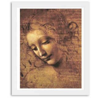 Leonardo Da Vinci   Female Head Framed Painting Print in Brown by