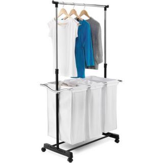 Honey Can Do Triple Sorter Laundry Center With Hanging Bar