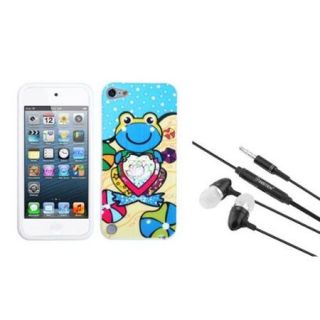 Insten Blue Lotus Frog Skin Cover Case For iPod Touch 6 6G / 5 5G + 3.5mm Headset