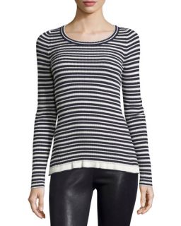 See by Chloe Long Sleeve Striped Sweater, Navy/White