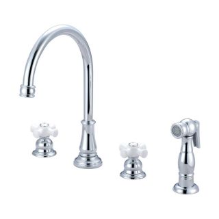 Pioneer Industries Brentwood Polished Chrome 2 Handle High Arc Kitchen Faucet with Side Spray