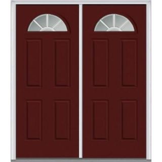 Milliken Millwork 64 in. x 80 in. Classic Clear Glass GBG 1/4 Lite Painted Fiberglass Smooth Double Prehung Front Door Z005126R