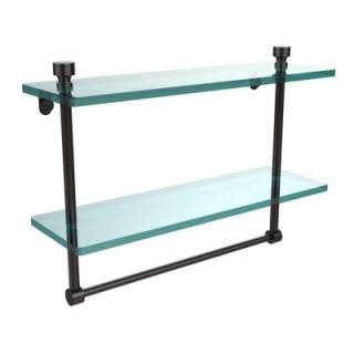 Allied Brass Foxtrot Collection 5 in. W x 16 in. L 2 Tiered Glass Shelf with Integrated Towel Bar in Oil Rubbed Bronze FT 2/16TB ORB