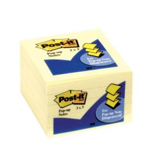 3M Post It 3 in. x 3 in. Canary Yellow Pop Up Notes (1 Pack of 5 Pads) 3301 5YW