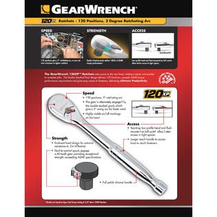 GearWrench  3 Pc 120XP Full Polish Mixed Ratchet Set (1/4, 3/8, 1/2
