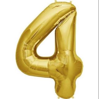 Number 4   Gold Helium Foil Balloon   34 inch