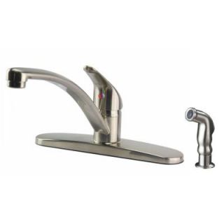 Ultra Faucets Classic Collection Single Handle Standard Kitchen Faucet with Side Sprayer in Stainless Steel 15720253