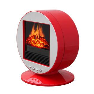 CorLiving Desktop Fireplace / Space Heater   Red & Silver   Appliances