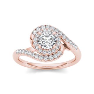 De Couer 14k Rose Gold 1ct TDW Diamond Swirl Engagement Ring (H I, I2