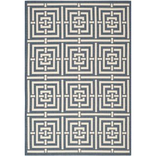 Safavieh Indoor/ Outdoor Courtyard Crisscross pattern Blue/ Beige Rug