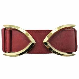 Luxury Divas Red Wide Elastic Belt With Big Gold Buckle