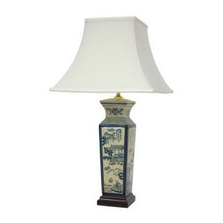 Oriental Furniture 27 in 3 Way Table Lamp with Fabric Shade