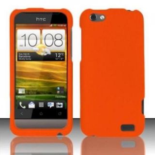 Insten Orange Rubberized Hard Case Cover For HTC One V