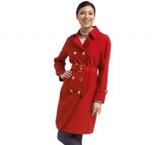 Isaac Mizrahi Live! Trench Coat with Logo Buttons —