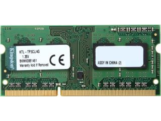 Kingston 4GB 204 Pin DDR3 SO DIMM Unbuffered DDR3L 1600 (PC3L 12800) System Specific Memory Model KTL TP3CL/4G