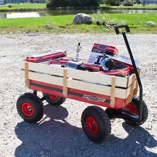 Speedway Start to Finish  Red Racer Work Wagon with Classic Wood Side