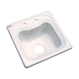 Thermocast Oxford Drop In Acrylic 16 in. 2 Hole Single Bowl Entertainment Sink in Bone 19201