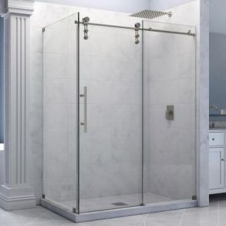 DreamLine Enigma Z 56 3/8 to 60 3/8 in. W x 34 1/2 in. D x 76 in. H Frameless Sliding Shower Enclosure in Brushed Stainless Steel SHEN 6234600 07