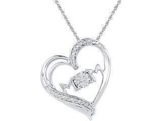 925 Sterling Silver 0.10 ctw Diamond Heart Pendant