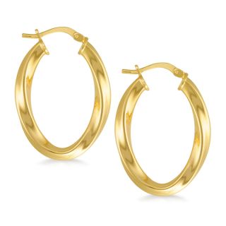 18k Gold Overlay Twisted Oval Hoop   17275784   Shopping
