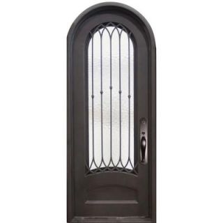 Iron Doors Unlimited 40 in. x 98 in. Concord Classic 3/4 Lite Painted Oil Rubbed Bronze Decorative Wrought Iron Prehung Front Door IC4098LRLW