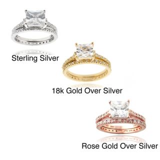 Icz Stonez Sterling Silver/ Gold Over Sterling Silver Princess cut