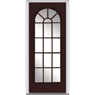 Milliken Millwork 36 in. x 80 in. Clear Glass Round Top Full Lite Painted Builder's Choice Steel Prehung Front Door Z004839L