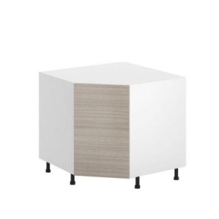 Fabritec 36x34.5x36 in. Geneva Diagonal Corner Base Cabinet with Lazy Susan in White Melamine and Door in Silver Pine BCD3636.W.GENEV