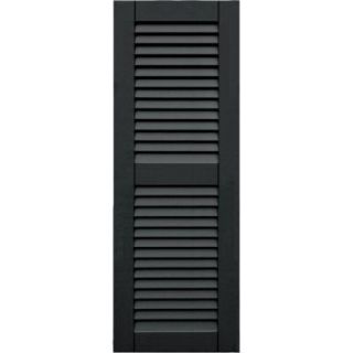 Winworks Wood Composite 15 in. x 42 in. Louvered Shutters Pair #632 Black 41542632
