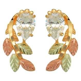 Black Hills Gold Tricolor 10K Cubic Zirconia Earrings   Jewelry