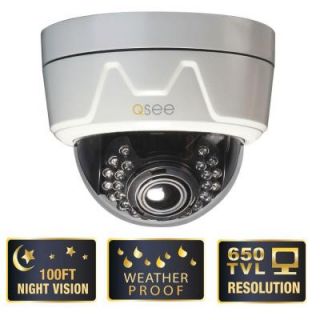 Q SEE Elite Series Indoor/Outdoor 650 TVL Dome Security Camera with 100 ft. Night Vision and Varifocal 2.8 12 mm Lens QD6507D