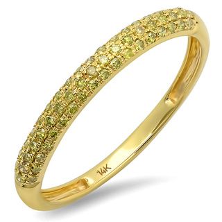 14k Yellow Gold 1/4ct TDW Yellow Diamond Pave Stackable Ring