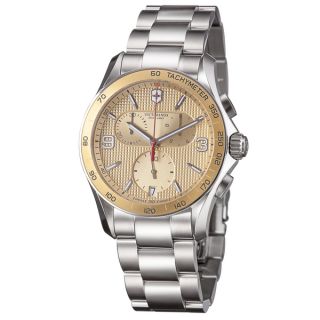 Swiss Army Mens 241658 Chrono Classic Goldtone Dial Stainless Steel
