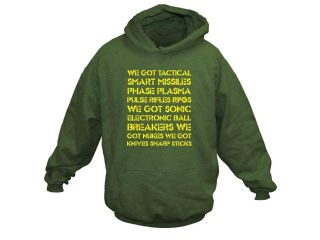 Mens Aliens 'We Got Tactical Smart Missiles' Movie Slogan Hooded Sweatshirt