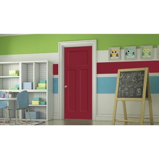 ReliaBilt Barn Red Prehung Solid Core 3 Panel Craftsman Interior Door (Common: 36 in x 80 in; Actual: 37.562 in x 81.688 in)