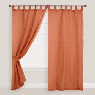 Burnt Orange Striped Sahaj Jute Tab Top Curtains, Set of 2