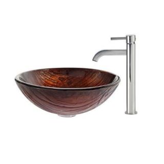 KRAUS Titania Glass Vessel Sink in Multicolor and Ramus Faucet in Chrome C GV 394 19mm 1007CH