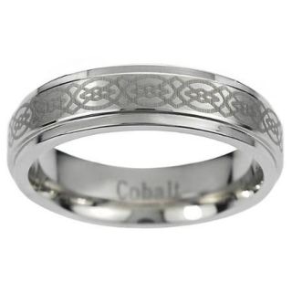 Vance Co. Men's Cobalt Engraved Celtic Design Band (6 mm) Silver  10