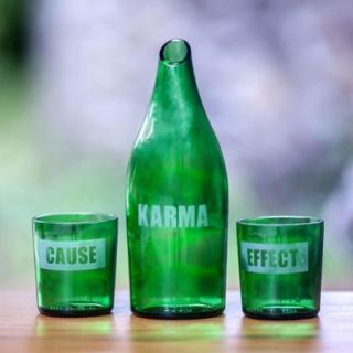 Set for 2 Recycled Glass 'Karma Effect' Carafe and Glasses (Indonesia)