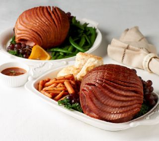 Smithfield (2) 3 4 lb. Boneless Spiral Sliced Hams and Honey Glazes —