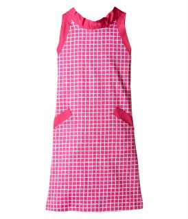 Oscar de la Renta Childrenswear Naive Grid Cotton A Line Dress (Toddler/Little Kids/Big Kids) Shocking Pink