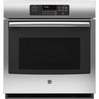 GE 27 in. Single Electric Wall Oven Self Cleaning with Steam in Stainless Steel JK3000SFSS