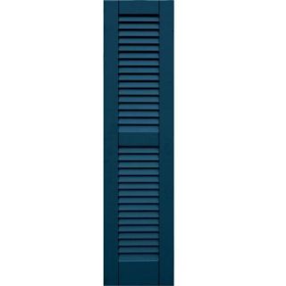Wood Composite 12 in. x 49 in. Louvered Shutters Pair #637 Deep Sea Blue 41249637
